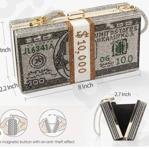 Elegant and Fashionable this money clutch is the pattern image of $100 banknotes